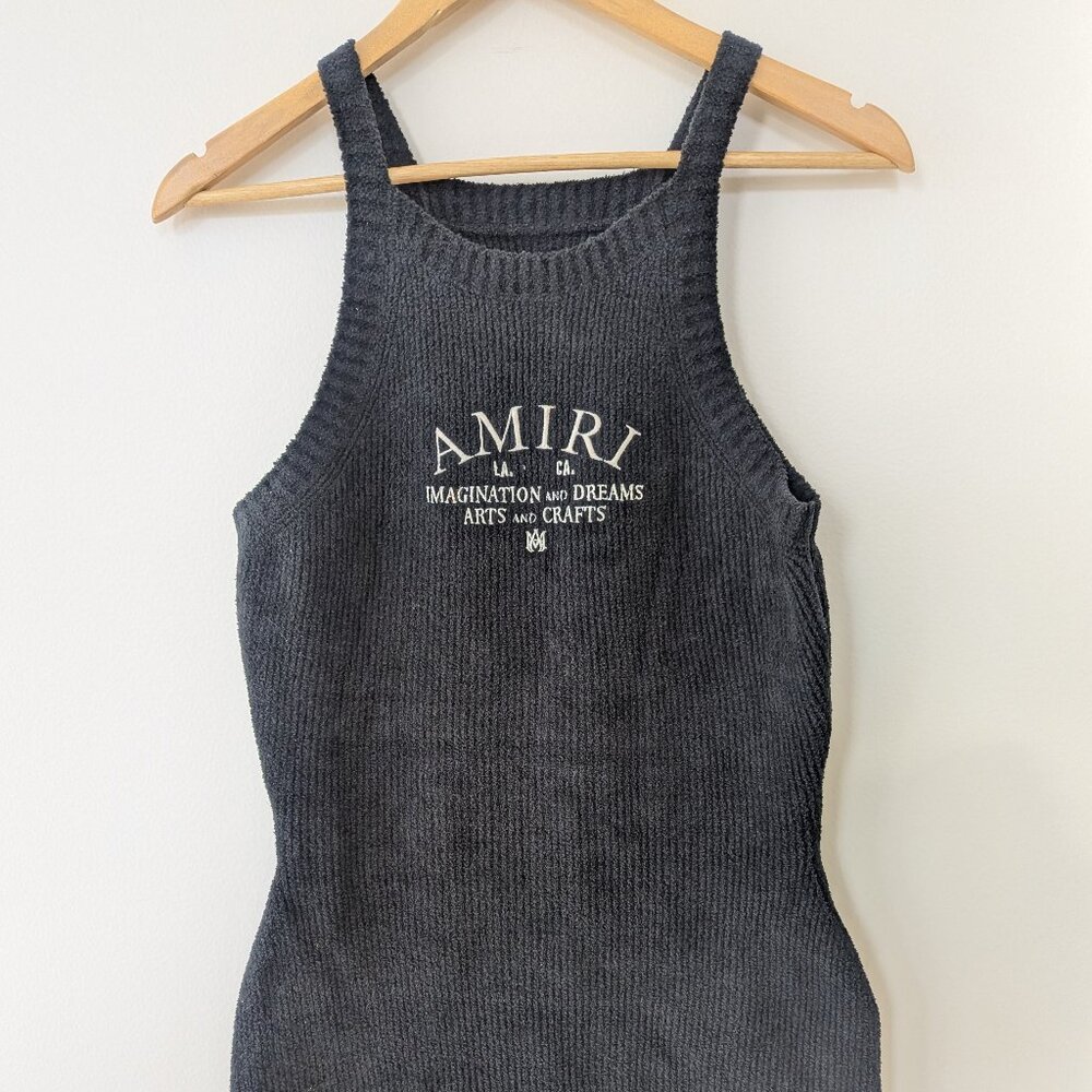 Amiri Logo Ribbed-knit Cotton-blend Minidress